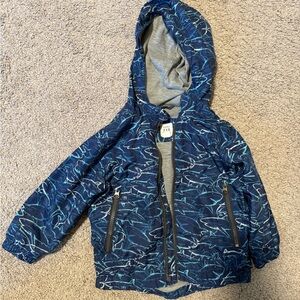 Blue Hooded Jacket with Shark Pattern 18-24 months
